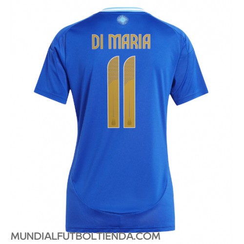 Camiseta Argentina Angel Di Maria #11 Segunda Equipación Replica Copa America 2024 para mujer mangas cortas